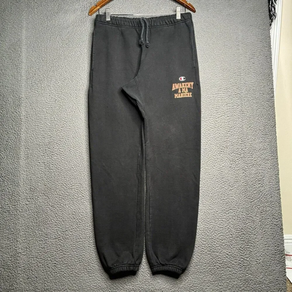Champion x A Ma Maniere x Awake NY Sweatpants Black Size Small Drawstring